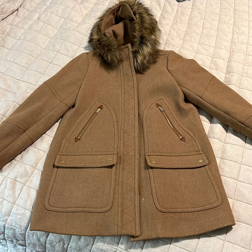JCrew Chateau Parka- camel color